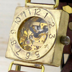 BHW049 "Compass2-BHW" 手巻きBrass 32mmスクアエ 手作り腕時計 [BHW049] 1枚目の画像