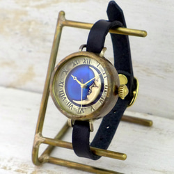 “CrescentMoon4-MB”“Crescent 藍色錶盤羅馬手鍊風格手工腕錶 [366CM4BL] 第2張的照片