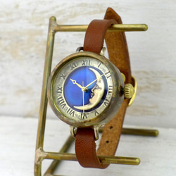 “CrescentMoon4-MB”“Crescent 藍色錶盤羅馬手鍊風格手工腕錶 [366CM4BL] 第3張的照片