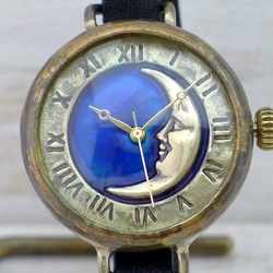 “CrescentMoon4-MB”“Crescent 藍色錶盤羅馬手鍊風格手工腕錶 [366CM4BL] 第4張的照片