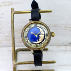 “CrescentMoon4-MB”“Crescent 藍色錶盤羅馬手鍊風格手工腕錶 [366CM4BL] 第5張的照片