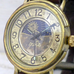 "Big Wheel2-B-S&M" 36mmBrass(真鍮) Sun&Moon 手作り腕時計 [JUM125S&M] 1枚目の画像