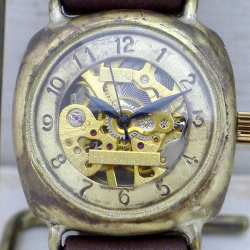 BHW127 手巻きBrass(真鍮)クッションケース 33mm アラビア数字 手作り