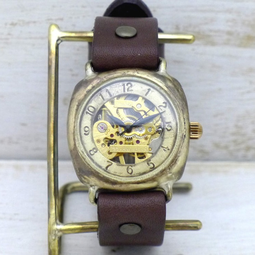 BHW127 手巻きBrass(真鍮)クッションケース 33mm アラビア数字 手作り