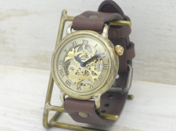 BHW113 手動上鍊 黃銅 36mm 腳背圓形錶殼 羅馬數字 手工手錶 [BHW113] 第3張的照片