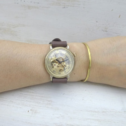 BHW113 手動上鍊 黃銅 36mm 腳背圓形錶殼 羅馬數字 手工手錶 [BHW113] 第5張的照片