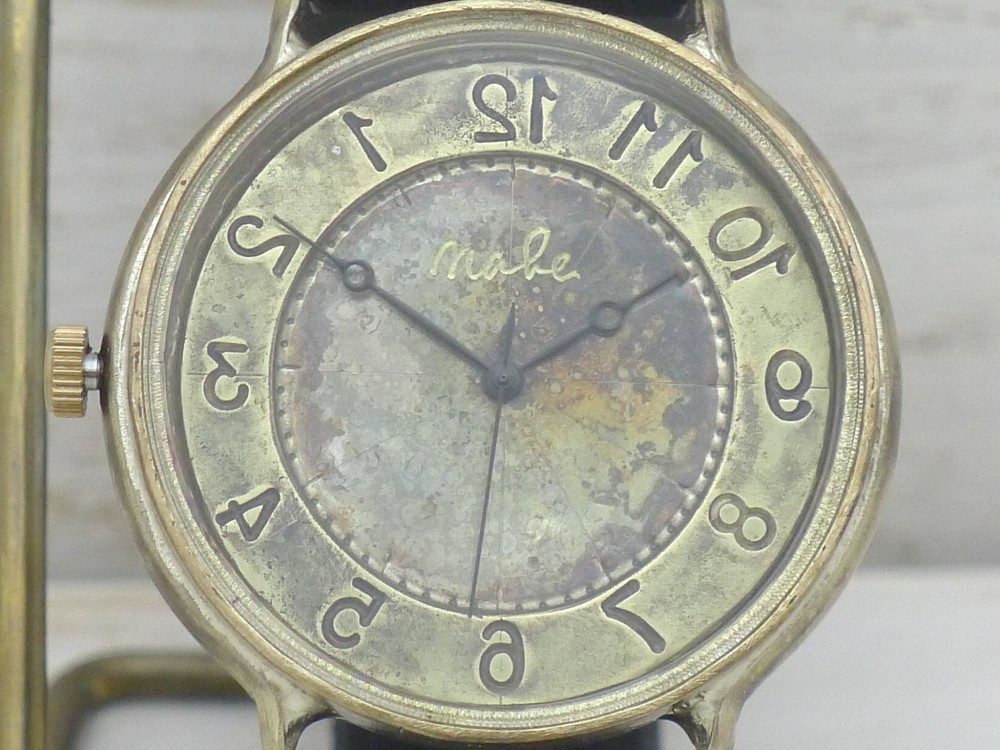 "GRANDAD-B-Rev." 42mmBrass 逆回転時計 手作り腕時計 [JUM116Rev.]