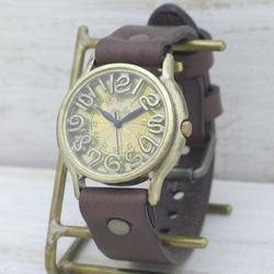 "S-WATCH8-B" 33mmBrass(真鍮) フローティングインデックス 手作り腕時計 [207A] 2枚目の画像