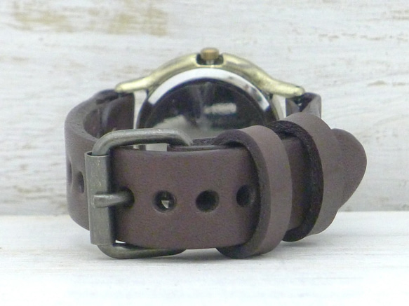 "S-WATCH8-B" 33mmBrass(真鍮) フローティングインデックス 手作り腕時計 [207A] 8枚目の画像