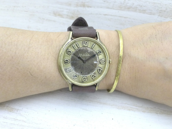 "GRANDAD-B-DATE" 42mmBrass(真鍮) DATEモデル 手作り腕時計 [JUM116DATE] 5枚目の画像