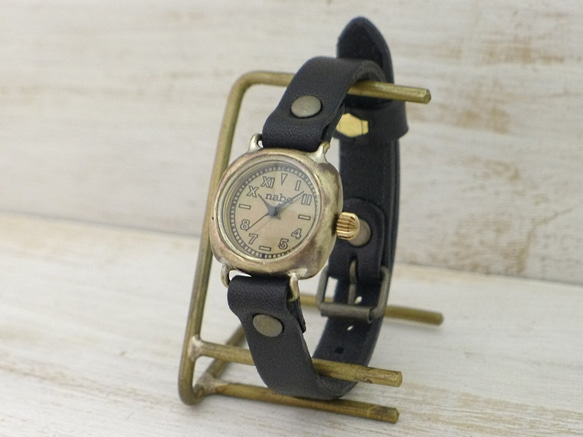"Unique Caramel-LB" 24mmBrass(真鍮)クッションケース 手作り腕時計 [383] 1枚目の画像
