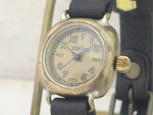 "Unique Caramel-LB" 24mmBrass(真鍮)クッションケース 手作り腕時計 [383] 2枚目の画像
