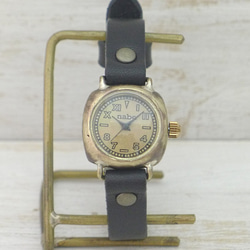"Unique Caramel-LB" 24mmBrass(真鍮)クッションケース 手作り腕時計 [383] 4枚目の画像