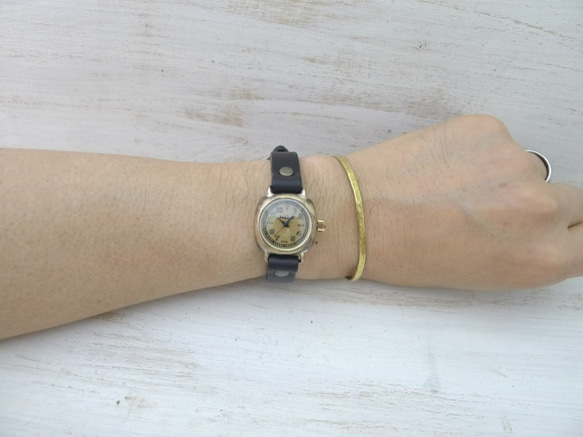 "Unique Caramel-LB" 24mmBrass(真鍮)クッションケース 手作り腕時計 [383] 6枚目の画像