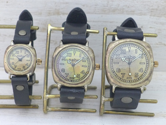 "Unique Caramel-LB" 24mmBrass(真鍮)クッションケース 手作り腕時計 [383] 10枚目の画像