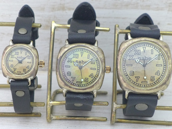 "Unique Caramel-MB" 34mmBrass(真鍮)クッションケース 手作り腕時計 [384] 10枚目の画像