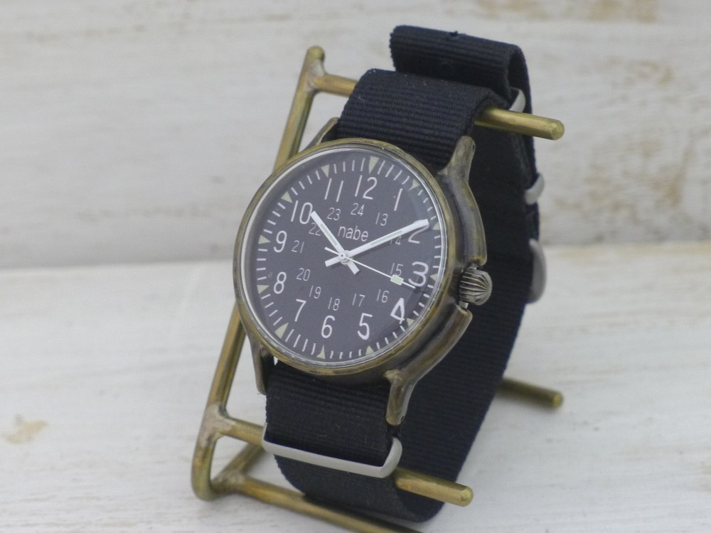 ”MIL-Winding-JB" 約36mm手巻きBrass(真鍮)ミリタリーデザイン 手作り腕時計 [BHW131]