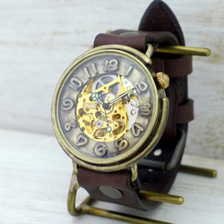 BAM044 自動上鍊黃銅超大尺寸 42 毫米 3D 數字索引手工腕錶 [BAM044 GD / BR] 第2張的照片