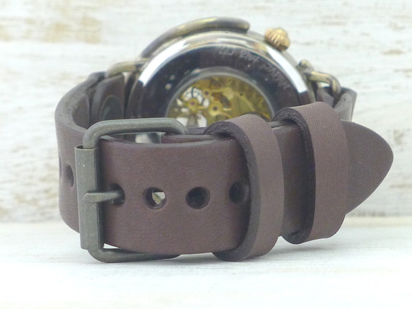 BAM044 自動上鍊黃銅超大尺寸 42 毫米 3D 數字索引手工腕錶 [BAM044 GD / BR] 第8張的照片