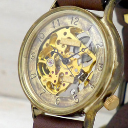 BAM021 自動上鍊 36mm 黃銅阿拉伯數字手工手錶 [BAM021 Arabic GD / BR] 第1張的照片