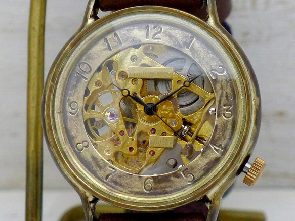 BAM021 自動上鍊 36mm 黃銅阿拉伯數字手工手錶 [BAM021 Arabic GD / BR] 第3張的照片