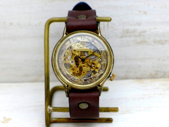 BAM021 自動上鍊 36mm 黃銅阿拉伯數字手工手錶 [BAM021 Arabic GD / BR] 第4張的照片