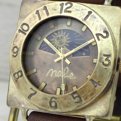 “CUBE-JB6-S &amp; M”黃銅方形日月手工手錶 [JUM140S &amp; M BR] 第1張的照片