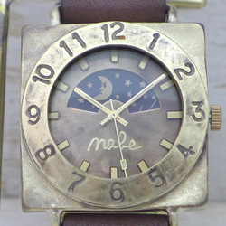 “CUBE-JB6-S &amp; M”黃銅方形日月手工手錶 [JUM140S &amp; M BR] 第6張的照片