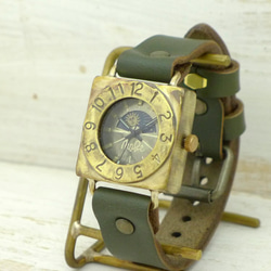 《指南針-S &amp; M》日月方形款黃銅手工腕錶 [312S &amp; M] 第1張的照片