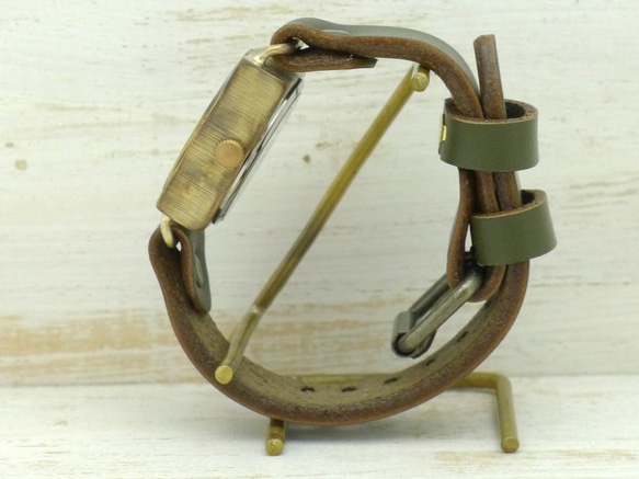 《指南針-S &amp; M》日月方形款黃銅手工腕錶 [312S &amp; M] 第8張的照片
