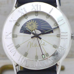 "Explorer-JS-S&M" ﾛｰﾏ数字 Silver Sun&Moon手作り腕時計 [JUM65SV-S&M] 5枚目の画像