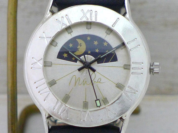 "Explorer-JS-S&M" ﾛｰﾏ数字 Silver Sun&Moon手作り腕時計 [JUM65SV-S&M] 6枚目の画像