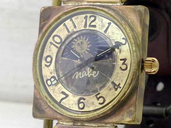 &quot;CUBE-JB3-S &amp; M&quot; JUMBO 黃銅方形日月手工手錶 [JUM94S &amp; M] 第1張的照片