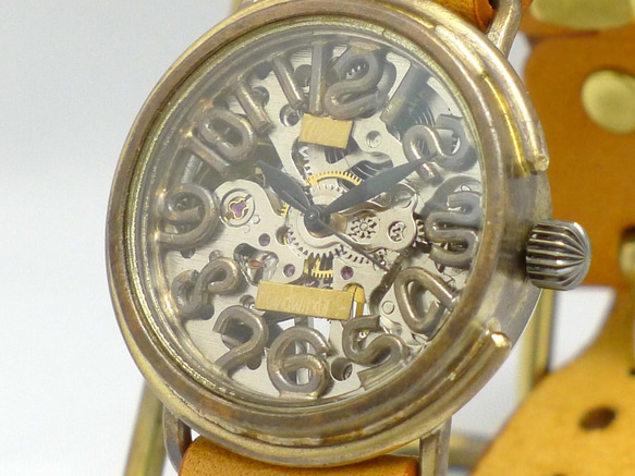 BHW088 手動上鍊 BrassMens 數字索引 手工腕錶 [BHW088 SV / CA] 第1張的照片