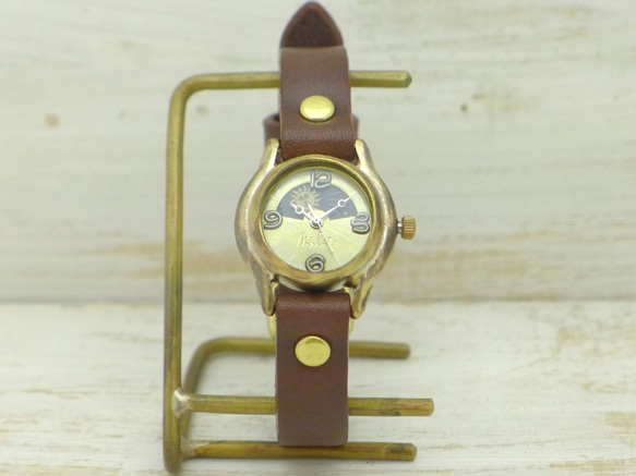 "L.S.B.-S&M" Lady's22mm Brass Sun&Moon 手作り腕時計 [362S&M GD/BR] 3枚目の画像