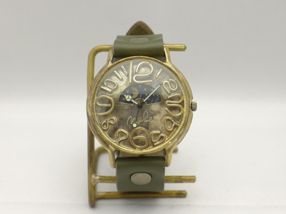 "GRANDAD2-B-S&M" 特大JUMBO Sun&Moon 手作り腕時計 [JUM116B-S&M 数字/KH] 4枚目の画像