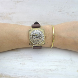 BHW096 手動上鍊 Brass (黃銅) 約 36mm 方形立體索引手工腕錶 [BHW096 SV / CA] 第6張的照片