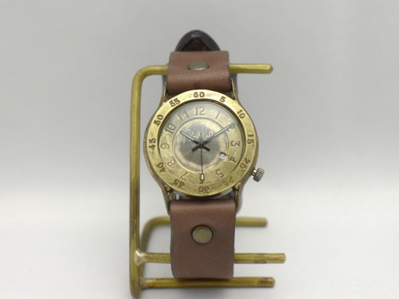 359DATE Men&#39;s Brass (黃銅) DATE 日期顯示擋板分鐘符號手工手錶 [359DATE BR] 第3張的照片