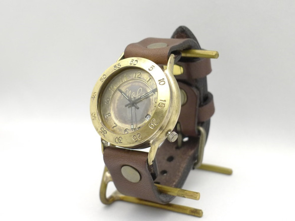 JUM143DATE JUMBO 黃銅 (黃銅) DATE 日期顯示手工手錶 [JUM143DATE BR] 第1張的照片