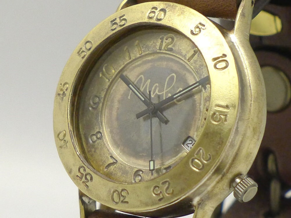 JUM143DATE JUMBO 黃銅 (黃銅) DATE 日期顯示手工手錶 [JUM143DATE BR] 第2張的照片