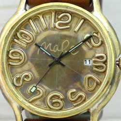 "J.B.-DATE" 数字文字盤 JUMBO Brass DATE表示 手作り腕時計 [JUM31DATE 数字] 1枚目の画像