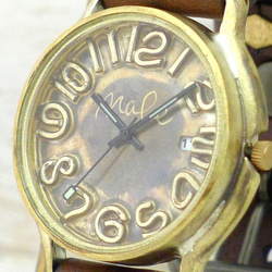 "J.B.-DATE" 数字文字盤 JUMBO Brass DATE表示 手作り腕時計 [JUM31DATE 数字] 2枚目の画像