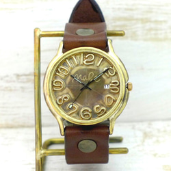 "J.B.-DATE" 数字文字盤 JUMBO Brass DATE表示 手作り腕時計 [JUM31DATE 数字] 3枚目の画像