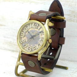 "J.B.-DATE" 数字文字盤 JUMBO Brass DATE表示 手作り腕時計 [JUM31DATE 数字] 4枚目の画像