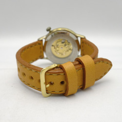BAM021 羅馬數字手工縫製腰帶 自動上鍊 黃銅 JUMBO 手工手錶 [BAM021 Roman hand-sewn] 第6張的照片