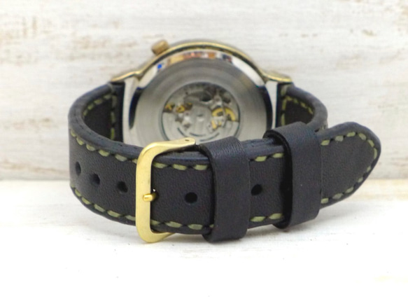 BAM040 自動黃銅 (Brass) Oversized (42mm) 手工腕錶 [BAM040 Hand-sewn Belt 第8張的照片