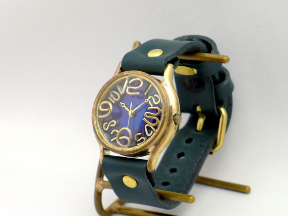 &quot;S-WATCH6-B&quot;BL(藍色)錶盤約32mmBrass(黃銅)手工手錶[207B BL] 第2張的照片