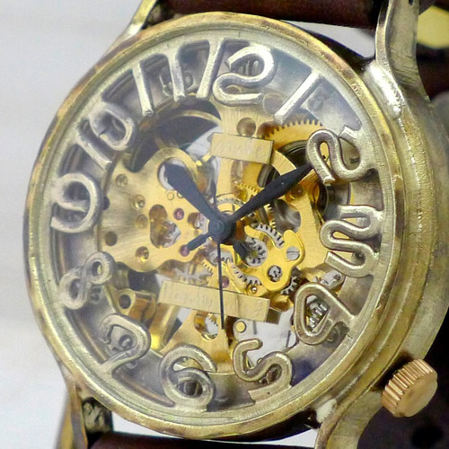 渡辺工房　手作り腕時計 手巻き真鍮モデル フローティングインデックス BHW060手巻きBrass(真鍮)36mm フローティングインデックス 手作り