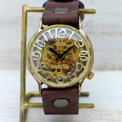 BHW060手巻きBrass(真鍮)36mm フローティングインデックス 手作り腕時計 [BHW060] 3枚目の画像