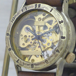 BHW057 阿拉伯數字手動上鍊黃銅男士手工手錶 GD / BR [BHW057 Arabic] 第1張的照片